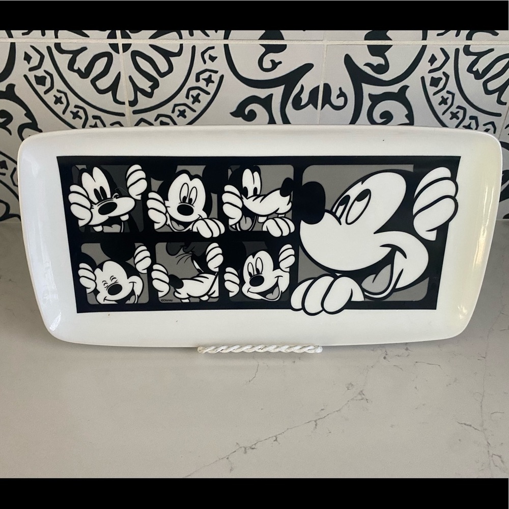 Disney Mickey Mouse And Goofy Grid Serving Tray Platter 13” New